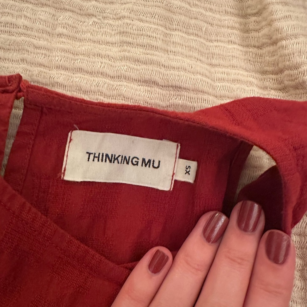 THINKING MU Dress Kin Checkered Red XS - Picture 9 of 14